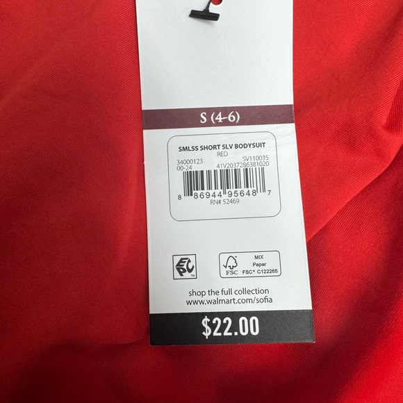 Sophia Vergara Intimates Short Sleeve Bodysuit Red Small (4-6) NWT - Picture 4 of 4